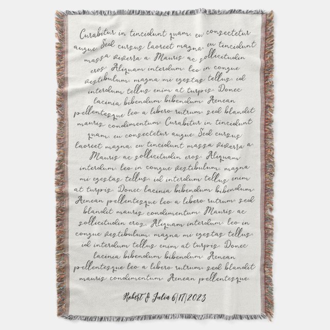 Personalisiertes Hochzeitsgedicht Decke (Vorderseite Vertikal)