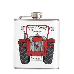 Personalisiertes Hochzeitsgeschenk für Red Tractor Flachmann
