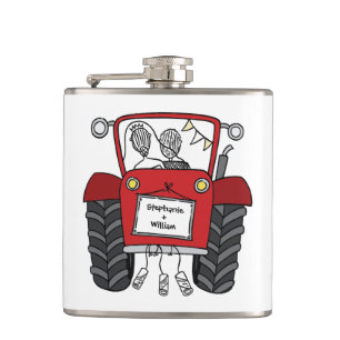 Personalisiertes Hochzeitsgeschenk für Red Tractor Flachmann