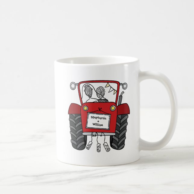 Personalisiertes Hochzeitsgeschenk für Red Tractor Kaffeetasse (Rechts)
