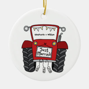 Personalisiertes Hochzeitsgeschenk für Red Tractor Keramik Ornament