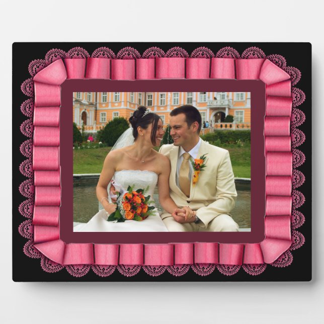 Personalisiertes Hochzeitshilfen Foto, rosa Rahmen (Vorderseite)