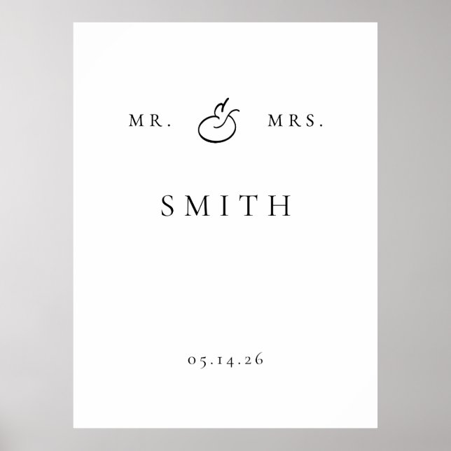 personalisiertes Hochzeitshintergrundschild Poster (Vorne)