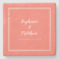 Personalisiertes Hochzeitskorallen Weißes Minimali