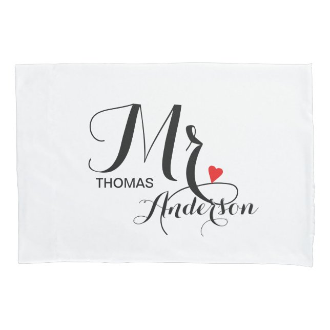 Personalisiertes Hochzeitspaar - Mister mit Herz Kissenbezug (Vorderseite)