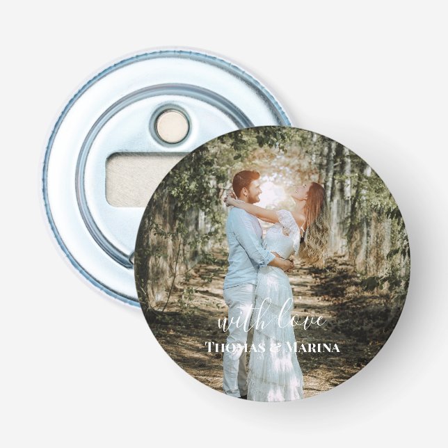 Personalisiertes Hochzeitsportrait Moderne Kalligr Flaschenöffner (Vorderseite)