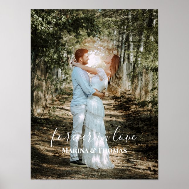 Personalisiertes Hochzeitsportrait Moderne Kalligr Poster (Vorne)