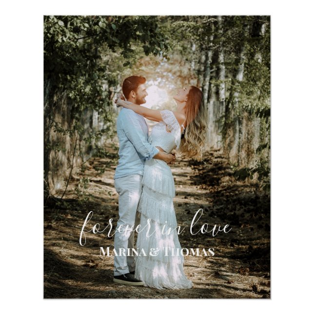 Personalisiertes Hochzeitsportrait Moderne Kalligr Poster (Vorderseite)