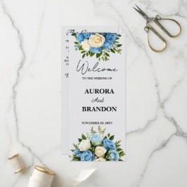 Personalisiertes Hochzeitsprogramm mit Blumendesig Programm