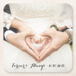 Personalisiertes Hochzeitssemble für immer und imm Rechteckiger Pappuntersetzer