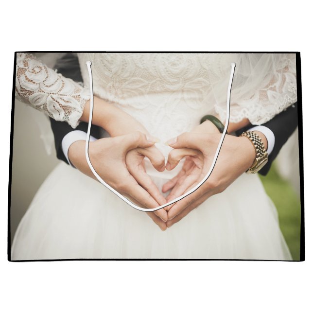 Personalisiertes Hochzeitsstichtal-Verlobung-Foto Große Geschenktüte (Vorderseite)