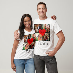 Personalisiertes Hochzeitstag 4 FotoCollage T-Shirt