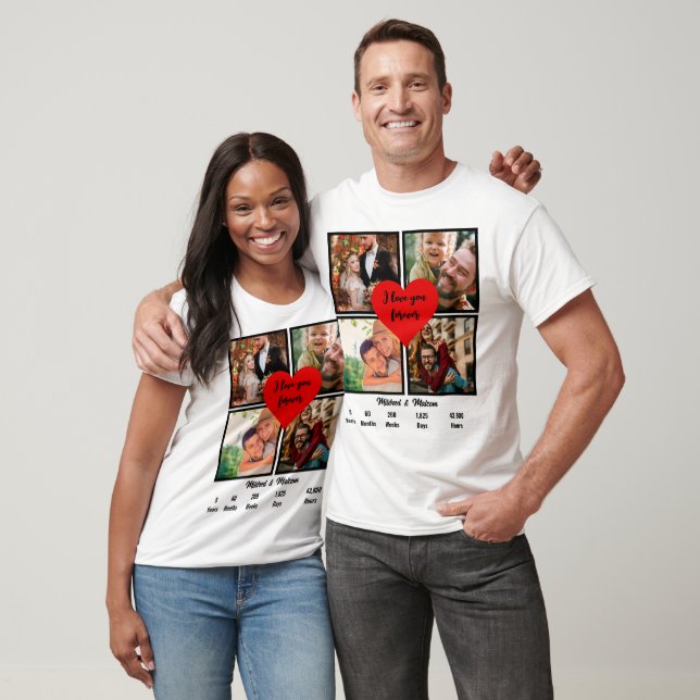 Personalisiertes Hochzeitstag 4 FotoCollage T-Shirt (Unisex)