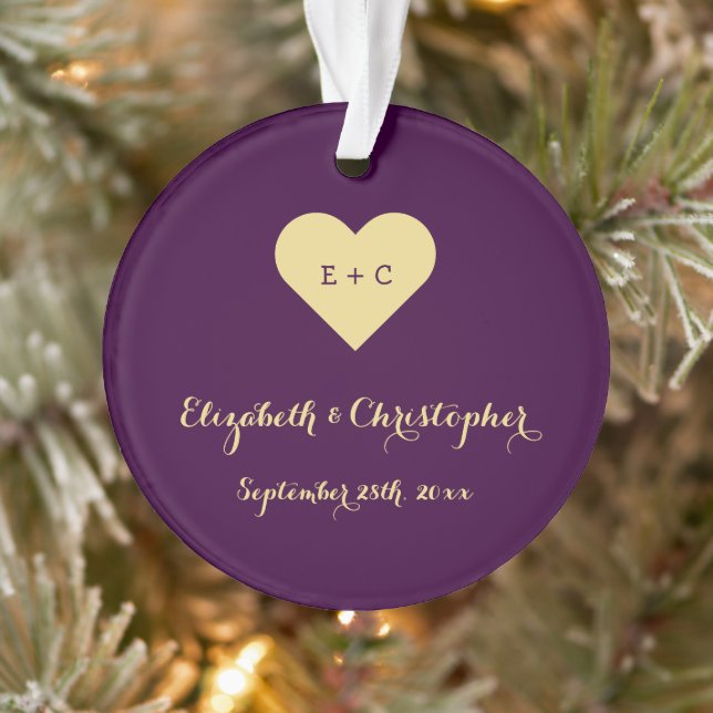 Personalisiertes Hochzeitstil-Monogramm-Herz Ornament (Baum)