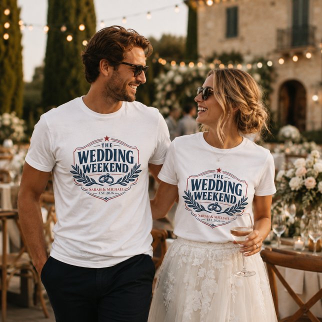 Personalisiertes Hochzeitswochenende Vintage Ameri T-Shirt (Von Creator hochgeladen)