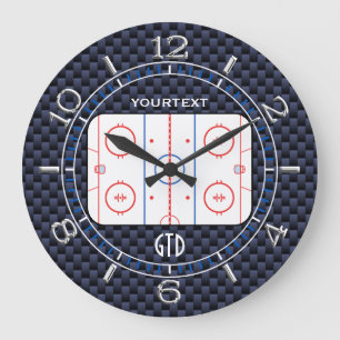 Personalisiertes Hockey-Eisbahnen-Diagramm-blaue Große Wanduhr