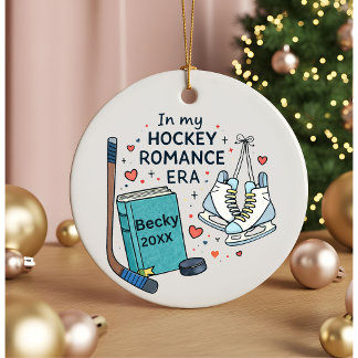 Personalisiertes Hockey-Romantik-Era-Buchliebhaber Keramik Ornament