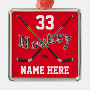 PERSONALISIERTES Hockey verziert Ihren Namen und Silbernes Ornament