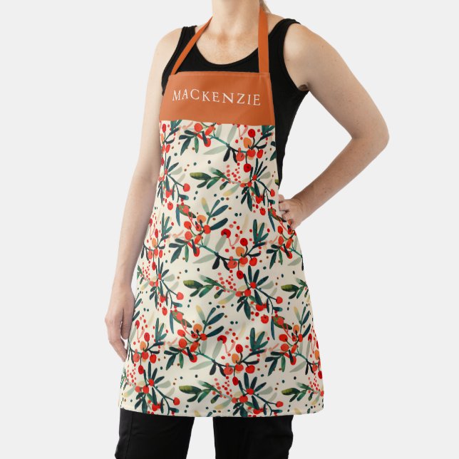 Personalisiertes Holly-Beeren-Muster Schürze (InSitu)