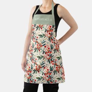 Personalisiertes Holly Berry-Muster Schürze