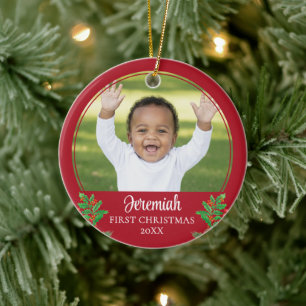 Personalisiertes Holly ERSTES WEIHNACHTSFEST FÜR B Keramik Ornament