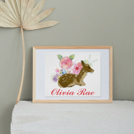 Personalisiertes Holz Blumendekor Kinderzimmer Poster