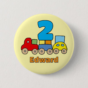 Personalisiertes hölzernes Zugspielzeug zum 2. Geb Button