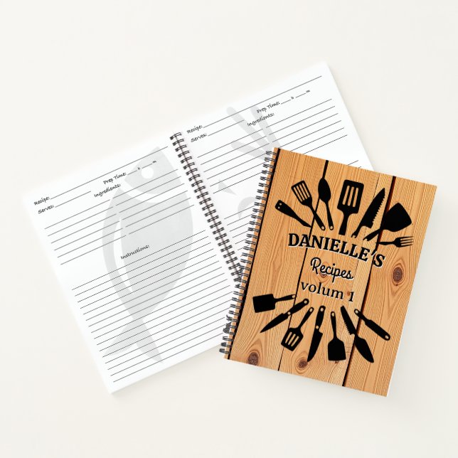 Personalisiertes Holzrezeptbuch Notizbuch (Innenseite)