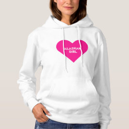 Personalisiertes Hot Pink Alaskan Girl Herz Hoodie