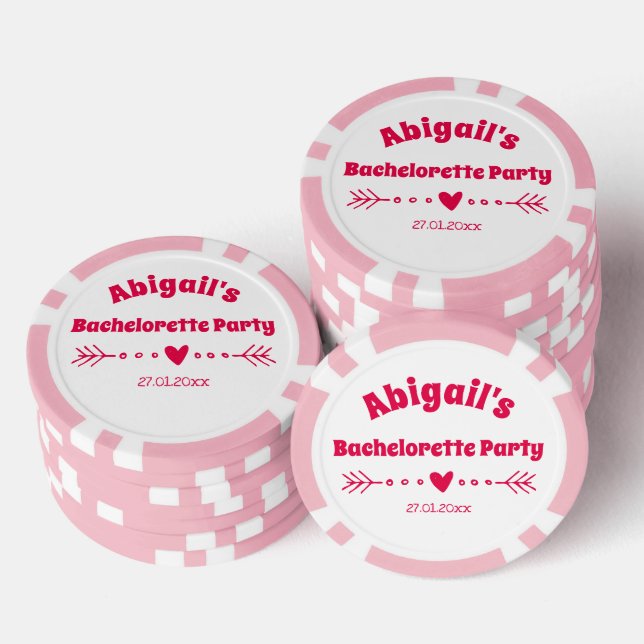Personalisiertes Hot Pink Bachelorette/Brautparty Pokerchips (Stapel)