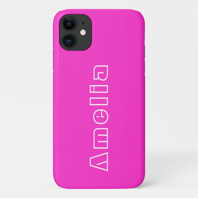 Personalisiertes Hot Pink Modern einfach Case-Mate iPhone Hülle (Rückseite)