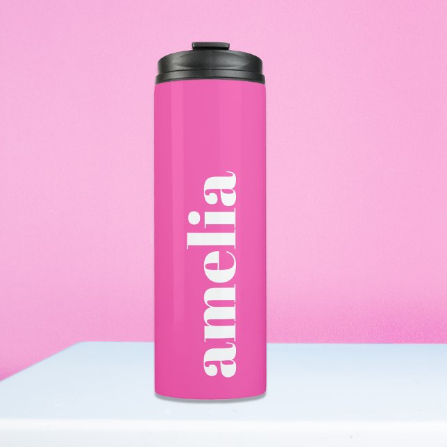 Personalisiertes Hot-Pink-Monogramm Thermosbecher (Von Creator hochgeladen)