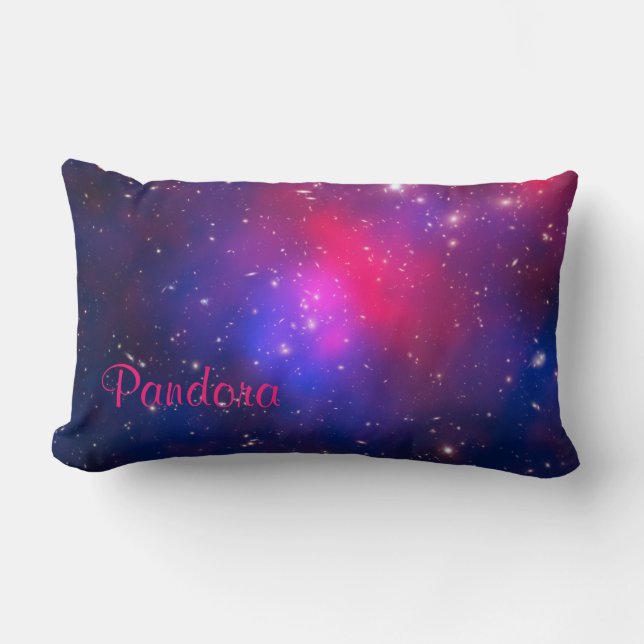 Personalisiertes Hot Pink und Blue Pandora-Cluster Lendenkissen (Vorderseite)