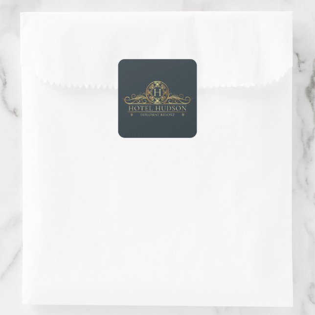Personalisiertes Hotel Business Luxus Quadratischer Aufkleber (Tasche)