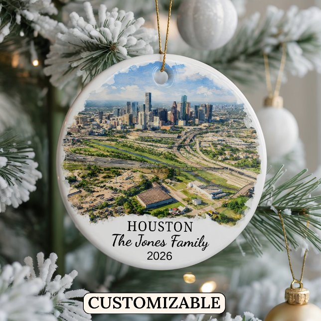 Personalisiertes Houston-Ornament, individuelles T Keramik Ornament (Von Creator hochgeladen)