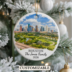 Personalisiertes Houston-Ornament, individuelles T Keramik Ornament