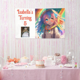 Personalisiertes hübsches Anime-Mädchen mit Regenb Banner