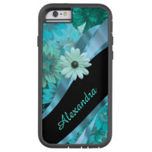 Personalisiertes hübsches Aqua-Blau-Blumenmuster