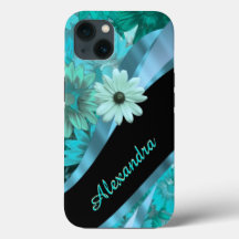 Personalisiertes hübsches Aqua-Blau-Blumenmuster