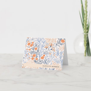 Personalisiertes hübsches rosa blaues Blumenmuster Dankeskarte
