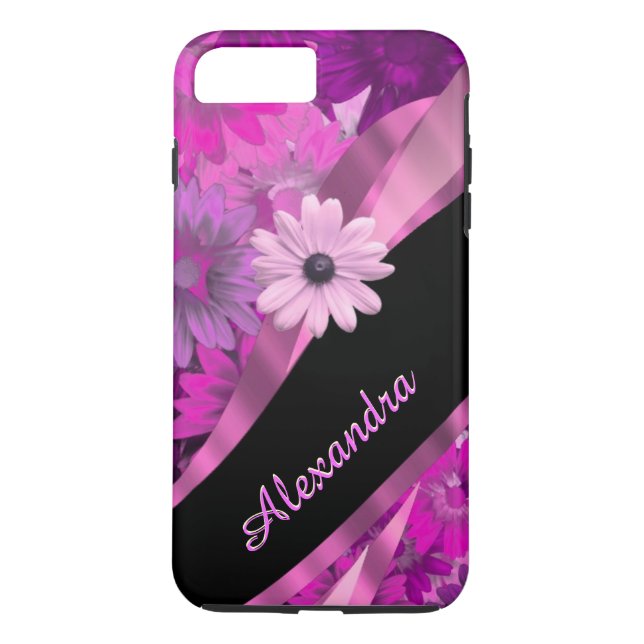 Personalisiertes hübsches rosa Blumenmuster Case-Mate iPhone Hülle (Rückseite)