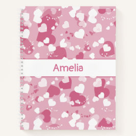 Personalisiertes hübsches rosa Liebesherz Notizbuch