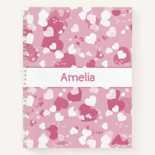 Personalisiertes hübsches rosa Liebesherz Notizbuch