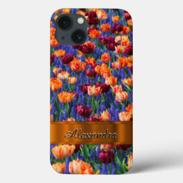 Personalisiertes hübsches Tulpenfeld Blume iPhone 13 Hülle