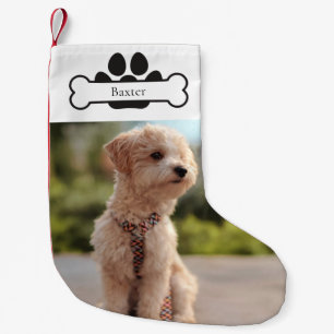 Personalisiertes Hund-Foto-Monogramm-Name Kleiner Weihnachtsstrumpf