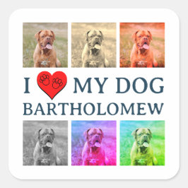 Personalisiertes Hund Pop Art Haustierliebhaber-Ge Quadratischer Aufkleber