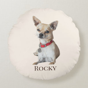 Personalisiertes Hunde-Foto Benutzerdefinierter Rundes Kissen