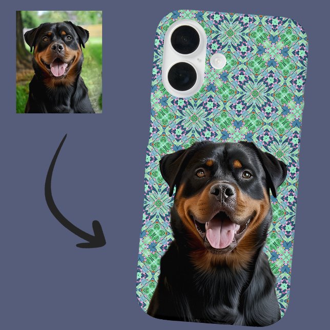 Personalisiertes Hunde-Foto Grüner Mandala-Muster Case-Mate iPhone Hülle (Von Creator hochgeladen)