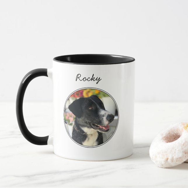 Personalisiertes Hunde Foto Haustier Zwei-Töne-Kaf Tasse (Mit Donut)