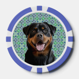 Personalisiertes Hunde-Foto im grünen Mandala-Must Pokerchips